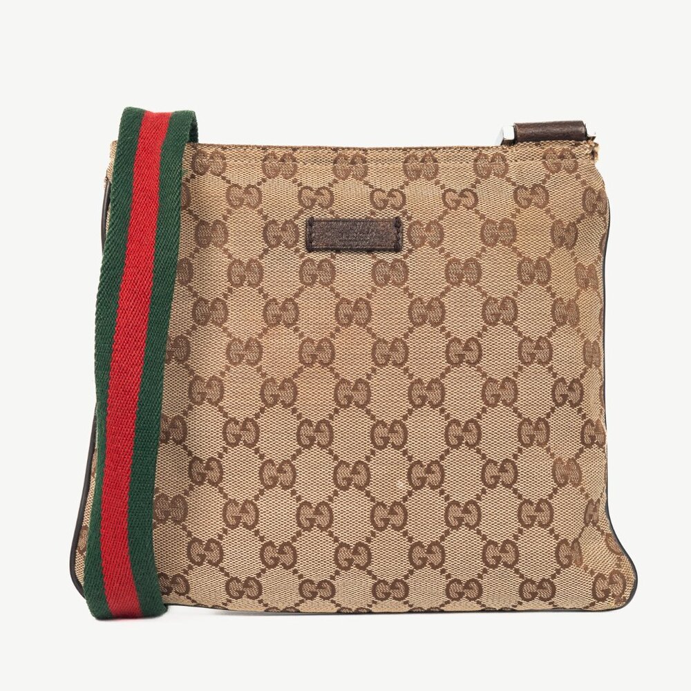 Gucci Beige GG Canvas Web-Strap Shoulder Bag